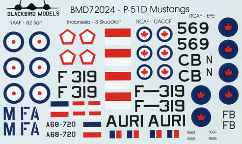 Blackbird Models D72024 1:72 Post War Mustangs