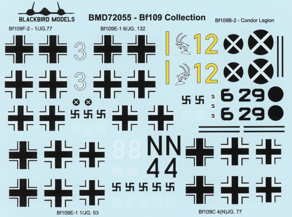 Blackbird Models BMD72055 1:72 Messerschmitt Bf-109 Collection