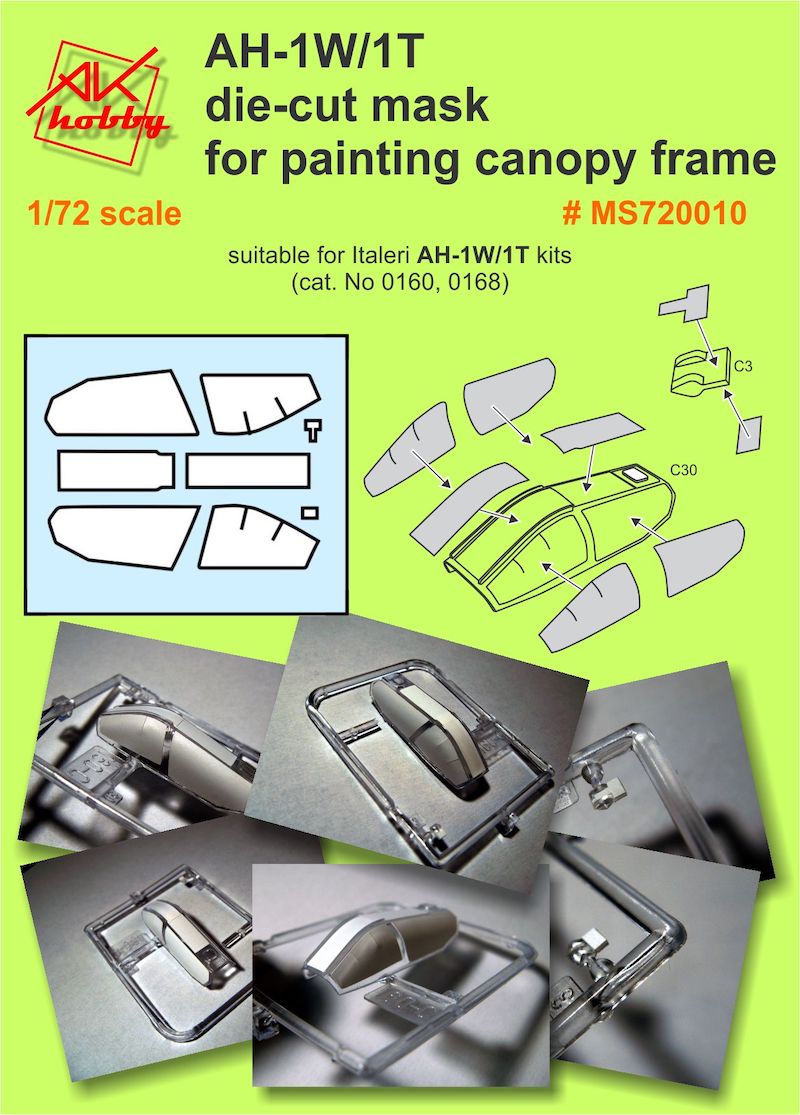 A-Squared BMS720010 1:72 Bell AH-1W/1T Die-Cut Mask for Painting Canopy Frame