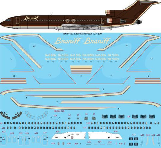 26 Decals BN14407 1:144 Ultra Chocolate Boeing 727-227