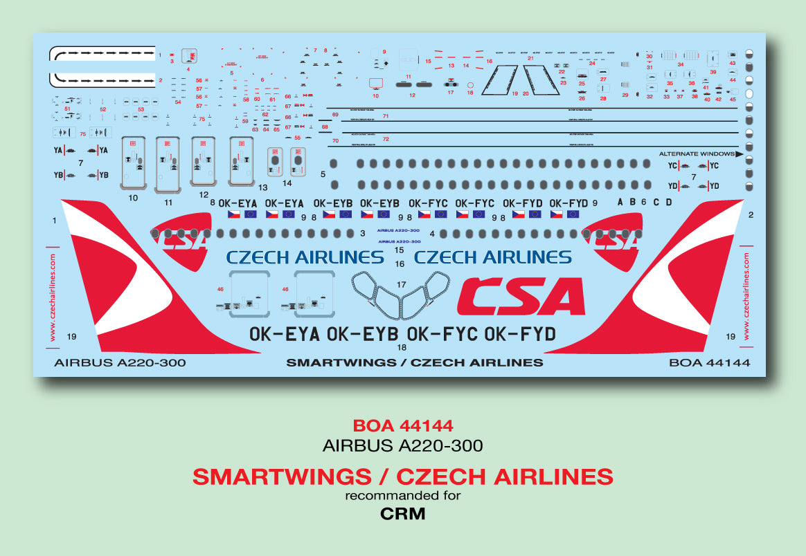 Boa Decals BOA 44144 1:144 Decals A220-300 Smartwings with CSA livery