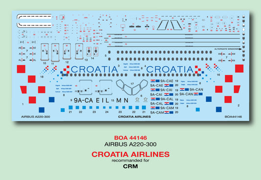 Boa Decals BOA 44146 1:144 Decals A220-300 Croatia Airlines (CRM)
