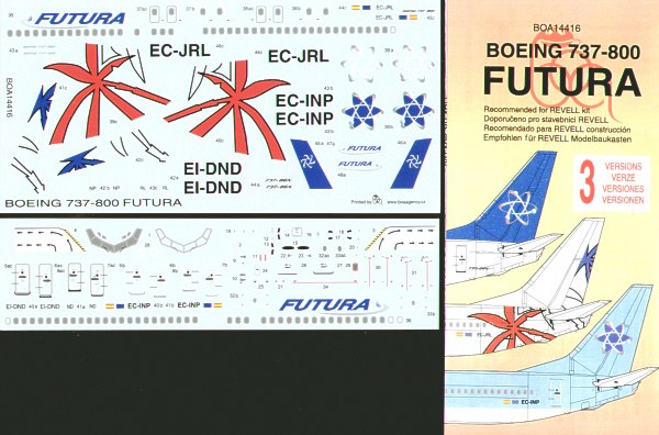 Boa Decals BOA14416 1:144 Boeing 737-800 FUTURA Air Lines 3 versions.