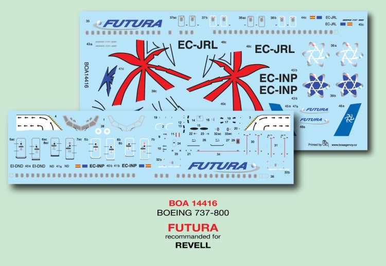 Boa Decals BOA14416 1:144 Boeing 737-800 FUTURA Air Lines 3 versions.