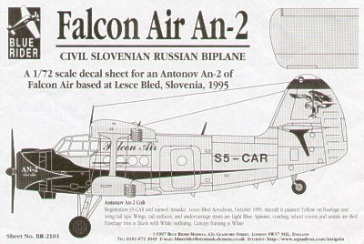 Blue Rider BR-2101 1:72 Antonov An-2 'Colt' Falcon Air (Slovenia)