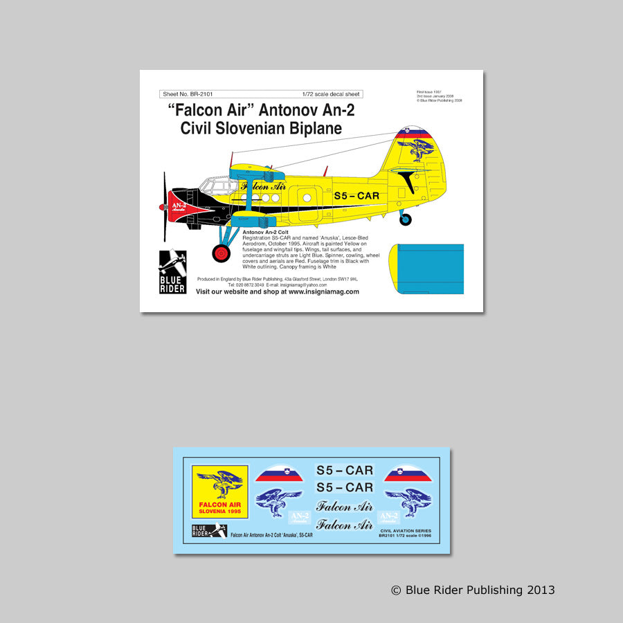 Blue Rider BR-2101 1:72 Antonov An-2 'Colt' Falcon Air (Slovenia)