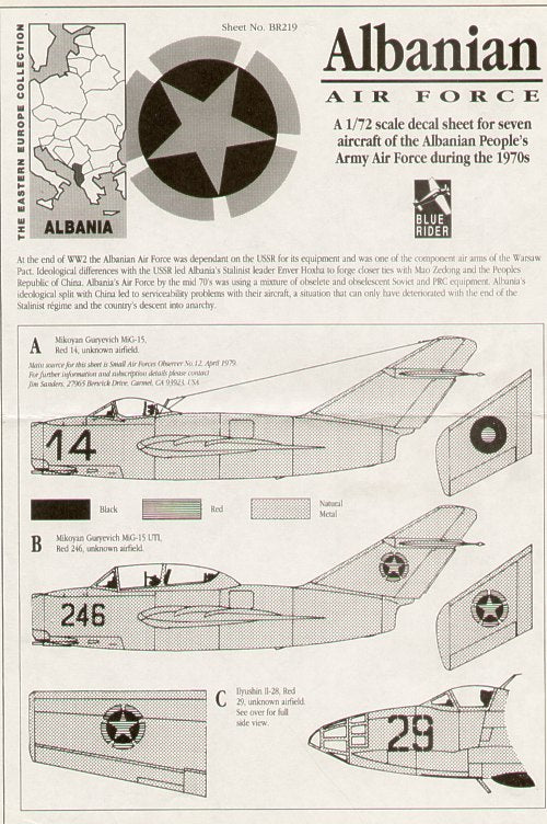 Blue Rider BR-219 1:72 Albanian Air Force 1970s.