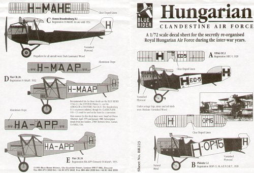 Blue Rider BR-223 1:72 Hungarian Clandestine Air Force