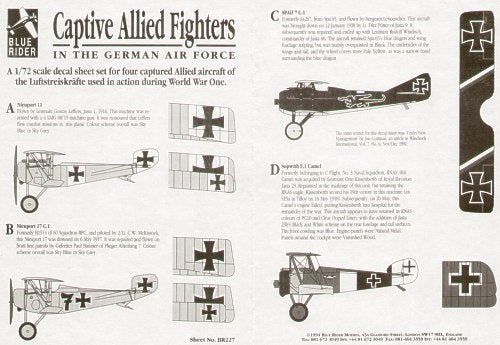 Blue Rider BR-227 1:72 WWI Captured Allied Fighters in German service