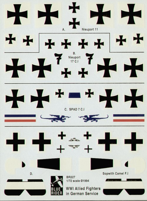 Blue Rider BR-227 1:72 WWI Captured Allied Fighters in German service