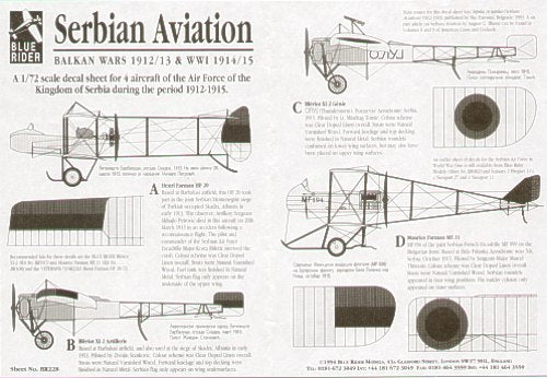 Blue Rider BR-228 1:72 Serbian Aviation 1912-15