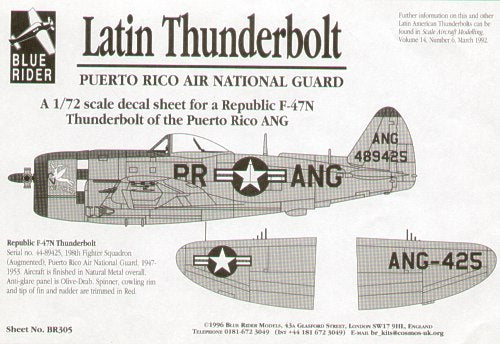 Blue Rider BR-305 1:72 Republic P-47N Thunderbolt 489425 Puerto Rico ANG 1947