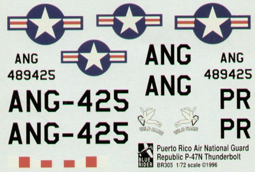 Blue Rider BR-305 1:72 Republic P-47N Thunderbolt 489425 Puerto Rico ANG 1947