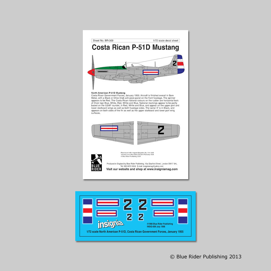 Blue Rider BR-309 1:72 North-American P-51D Mustang Costa Rica No 2 1855