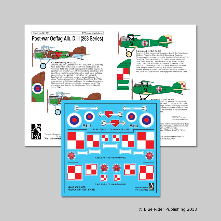 Blue Rider BR-411 1:72 Oeffag Albatros D.III Czechoslovak Air Force 253. 116 2 versions; Polish Air Force x 2