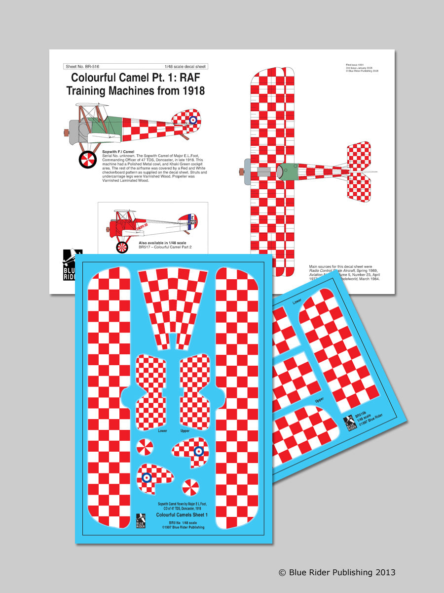 Blue Rider BR-516 1:48 Colourful Sopwith Camels Part 1. Red/Whitre chequered training aircraft