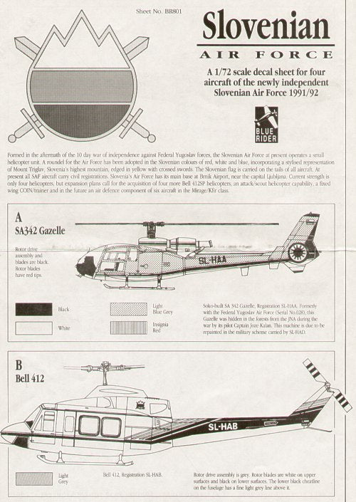 Blue Rider BR-801 1:72 Slovenian Air Force 1991/92