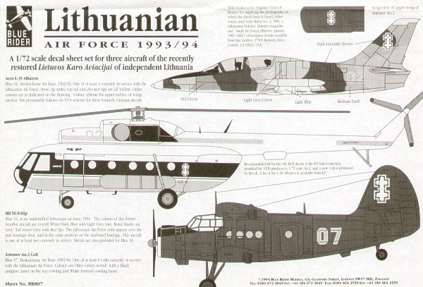 Blue Rider BR-807 1:72 Lithuanian Air Force 1993/94