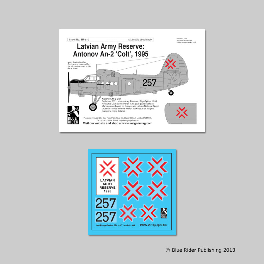 Blue Rider BR-810 1:72 Antonov An-2 'Colt'  No 257 Latvian Army Reserve 1995