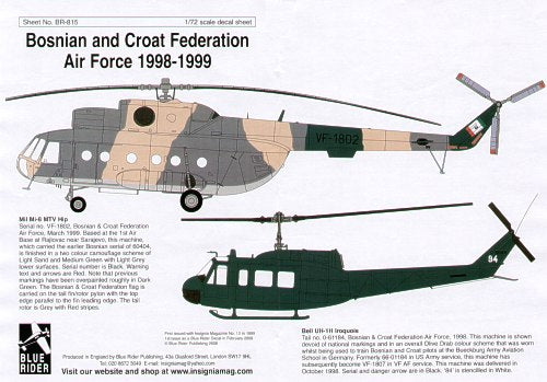 Blue Rider BR-815 1:72 Bosnian and Croat Federation Air Force 1998-99