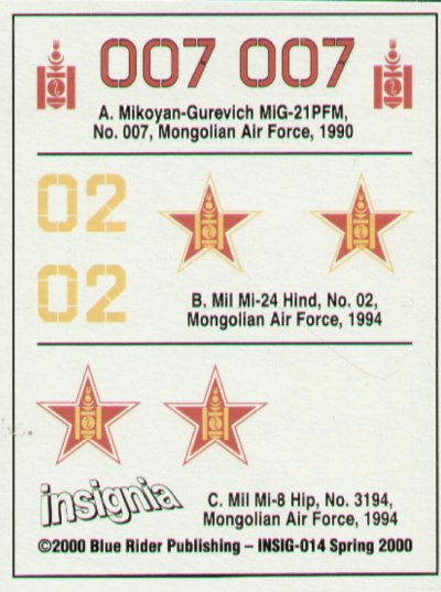 Blue Rider BR-817 1:72 Mongolian Air Force 1990-94