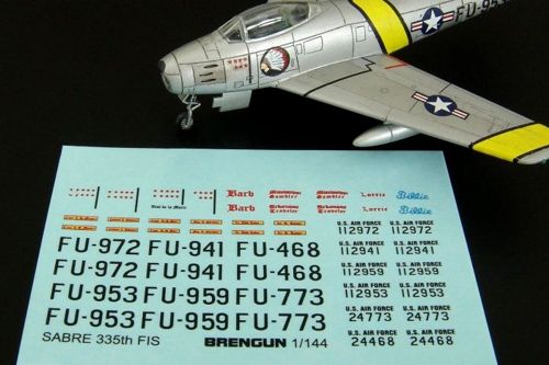 Brengun BRL144084 1:144 North-American F-86F Sabre 335th FIS Decal Sheet