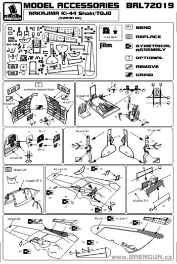 Brengun BRL72019 1:72 Nakajima Ki-44 Shoki / Tojo Detail Set