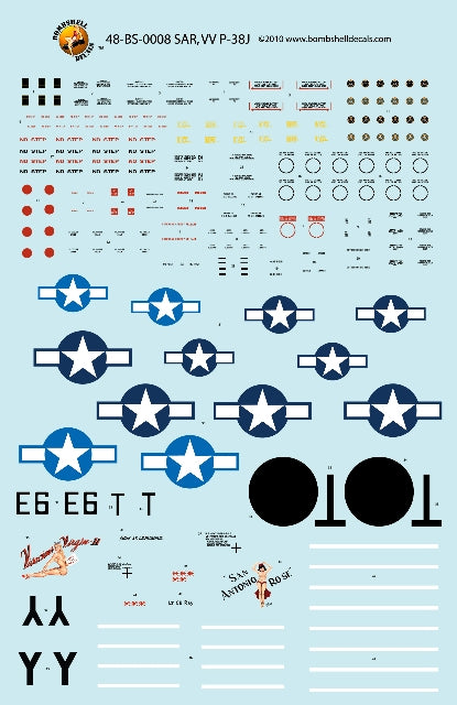 Bombshell 48-BS-008 1:48 Lockheed P-38J Lightning San Antonio Rosie & Vivacious Virgin II
