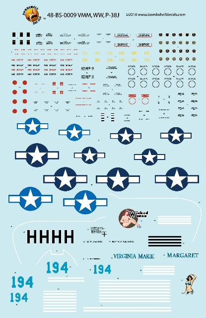 Bombshell 48-BS-009 1:48 Lockheed P-38J Lightning Wicked Woman & Virginia Marie Margaret