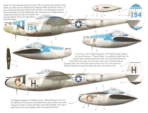 Bombshell 48-BS-009 1:48 Lockheed P-38J Lightning Wicked Woman & Virginia Marie Margaret