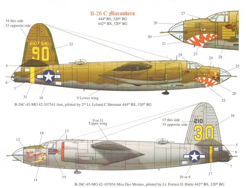 Bombshell 72-BS-007 1:72 Martin B-26C Marauder Nose Art and Markings
