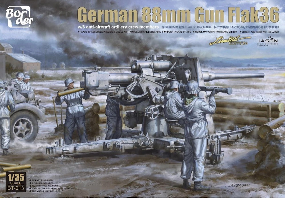 Border Models BT-013 1:35 German 88mm Gun FlaK36 with 6 Anti-Aircraft Artillery Crew Members