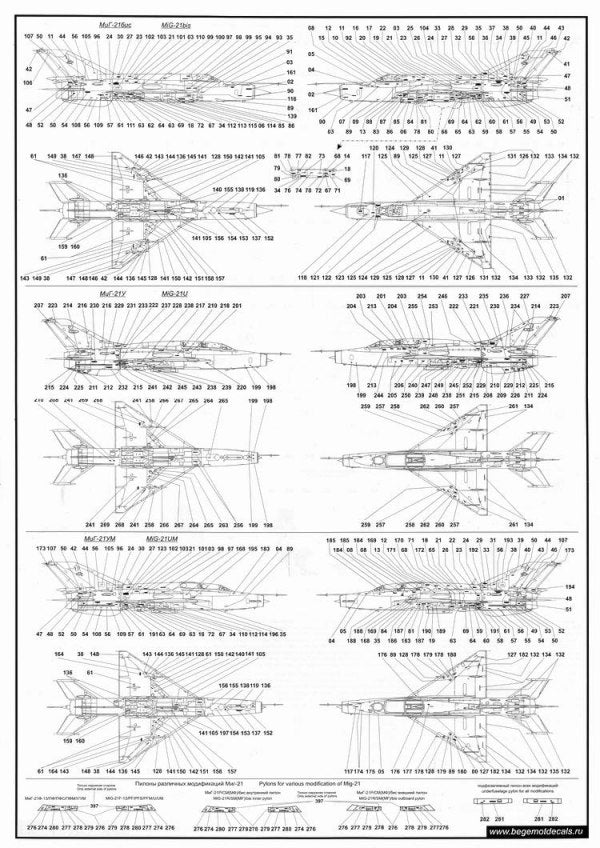 Begemot 32001 1:32 Mikoyan MiG-21 Stencil Data