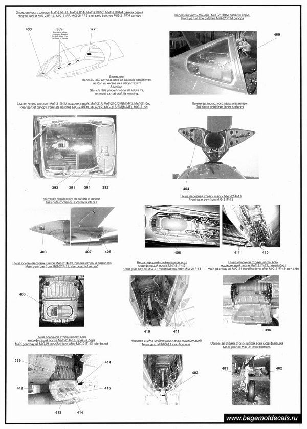 Begemot 32001 1:32 Mikoyan MiG-21 Stencil Data