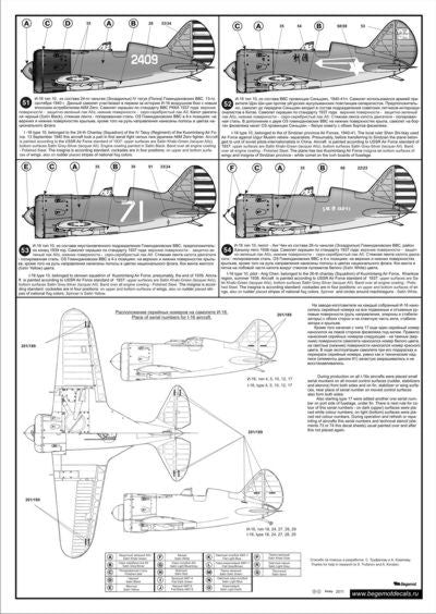 Begemot 32007 1:32 Polikarpov I-16 family Decal consist from 4 big sheets and include 50 versions of this aircraft