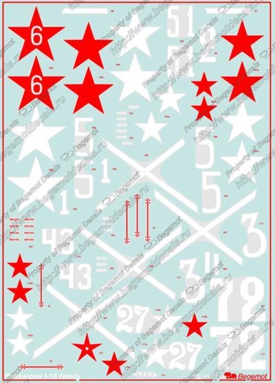 Begemot 32007 1:32 Polikarpov I-16 family Decal consist from 4 big sheets and include 50 versions of this aircraft