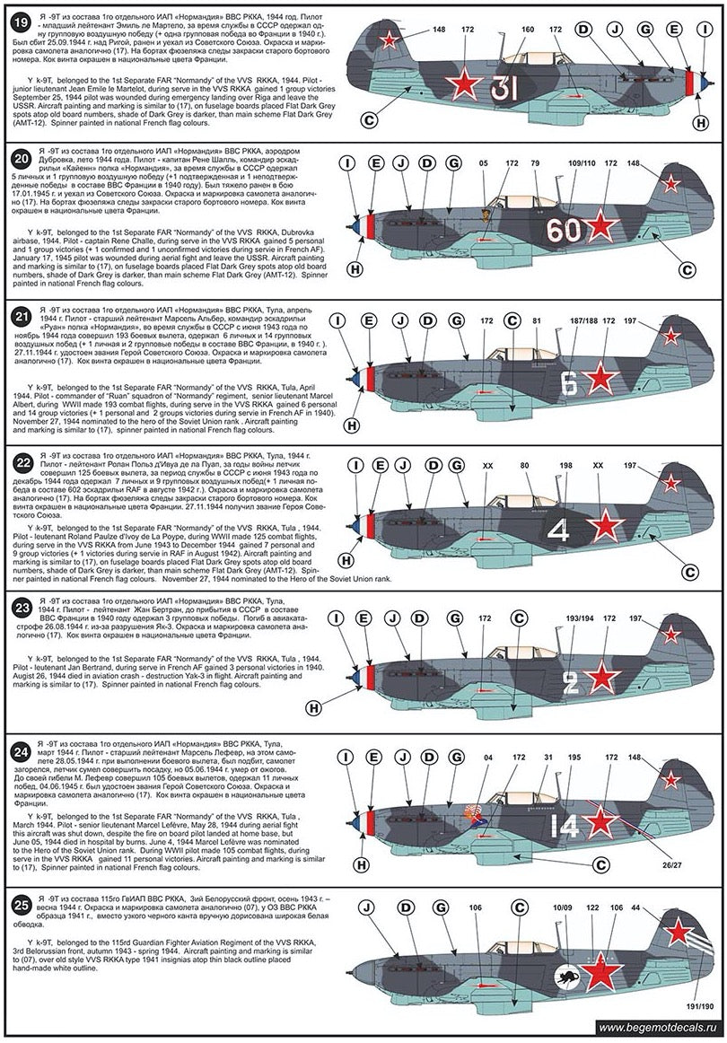 Begemot 72089 1:72 Yakovlev Yak-9 Decal with opportunity make 84 marking variations
