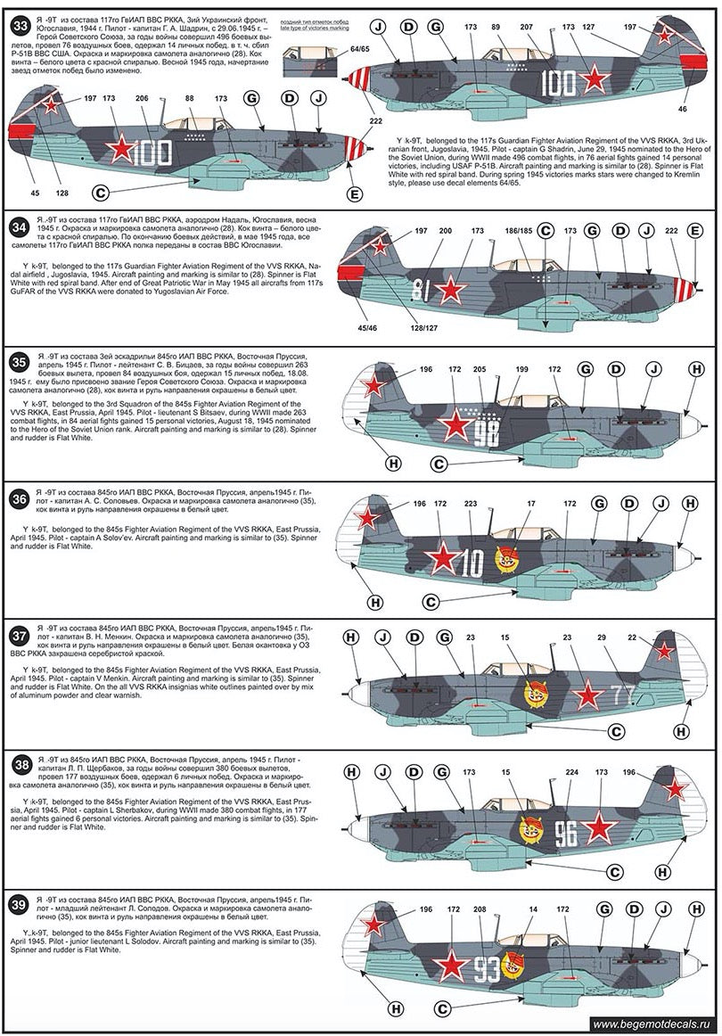 Begemot 72089 1:72 Yakovlev Yak-9 Decal with opportunity make 84 marking variations