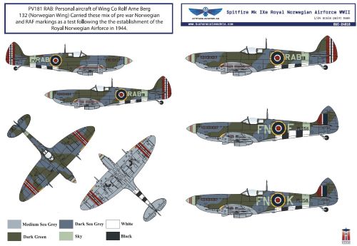 Attittude Aviation BUC-24019 1:24 Supermarine Spitfire Mk.IXe Royal Norwegian Air Force WWII Vinyl Paint Mask