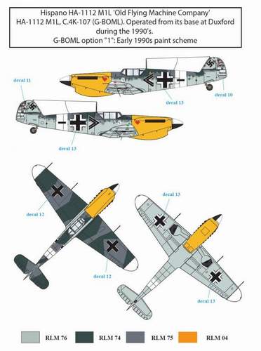 Attittude Aviation BUC-32015 1:32 Messerschmitt Bf-109/HA-1112 1990s Airshow Star Decals