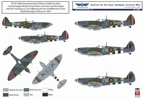 Attittude Aviation BUC-48001 1:48 Supermarine Spitfire Mk.IXe Royal Norwegian Air Force WWII Decals