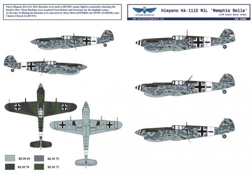 Attittude Aviation BUC-48004 1:48 Hispano HA-1112 M1L 'Memphis Belle' Decal Sheet