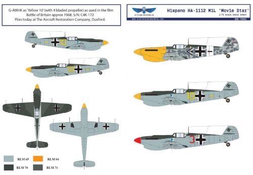 Attittude Aviation BUC-72001 1:72 Hispano HA-1112 M1L 'Movie Star' decal sheet