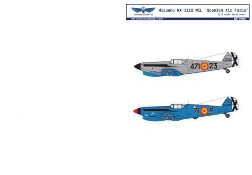 Attittude Aviation BUC-72002 1:72 Hispano HA-1112 M1L 'Spanish Air Force' Decal Sheet
