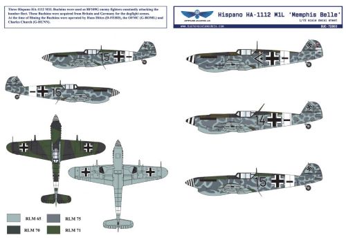 Attittude Aviation BUC-72003 1:72 Hispano HA-1112 M1L 'Memphis Belle' Decal Sheet