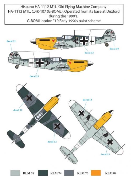 Attittude Aviation BUC-72004 1:72 Messerschmitt Bf-109/HA-1112 1990s Airshow Star Decals