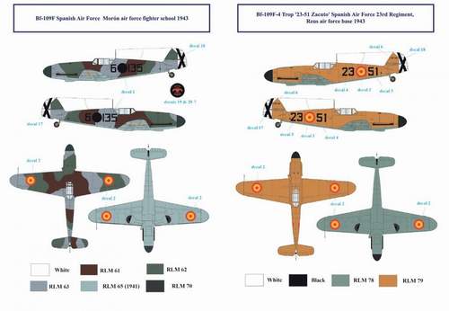 Attittude Aviation BUC-32007 1:32 Messerschmitt Bf-109F Spanish Air Force Decal Sheet