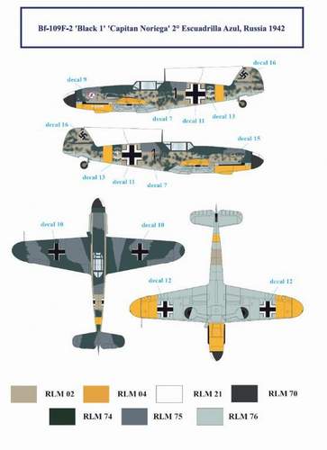 Attittude Aviation BUC-32007 1:32 Messerschmitt Bf-109F Spanish Air Force Decal Sheet