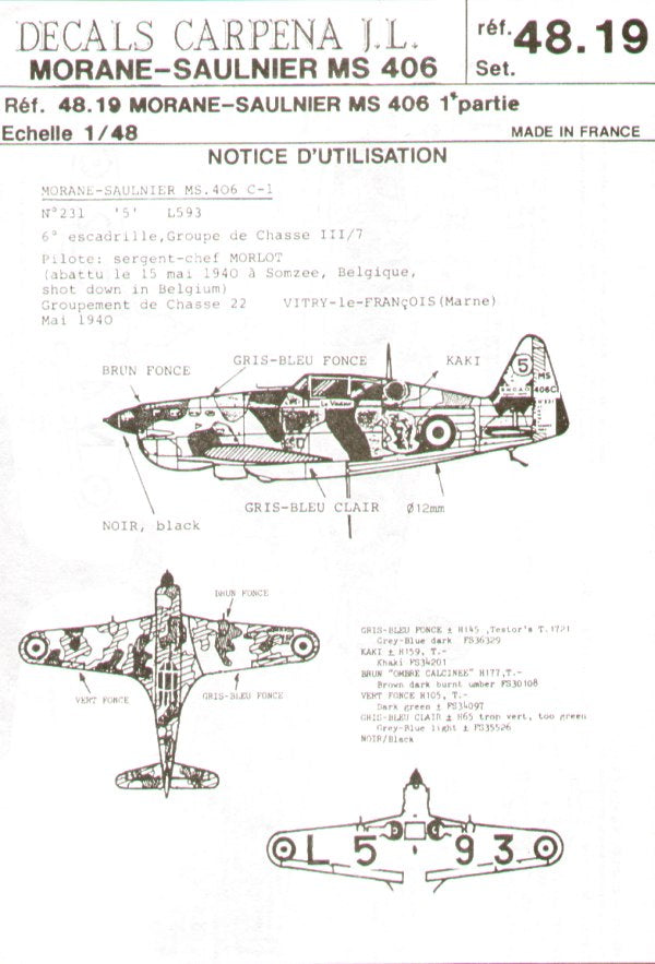 Colorado 48019 1:48 Morane-Saulnier MS.406C1 Part 1.