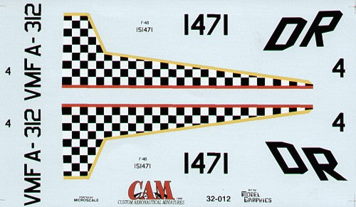 Cam Decals 32012 1:32 McDonnell F-4B Phantom 151471 VMFA-312 Checkerboards